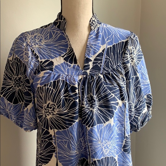 BANANA REPUBLIC 100% SILK FLORAL BLUE DRESS - Picture 8 of 9